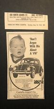 1963 VW Bug Beetle Car Automobile Wisconsin Newspaper Ad picture