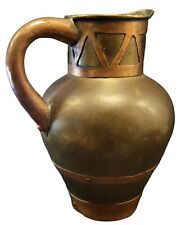Antique Russian Hand Hammered Brass & Copper Pitcher c1901 picture
