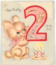 Vintage Happy Birthday Two Year Old Bunny Rabbit Used 1950s picture