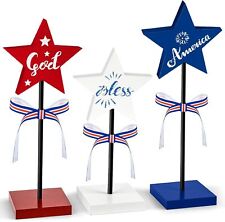 3 Pieces 4th of July Table Decorations Wood Star Set, Patriotic Tiered Word  picture