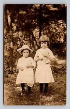 c1914 RPPC Postcard Two Girls Posing with Crackers Ruby & Kathleen Forgey picture