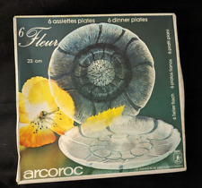 Arcoroc France Fleur Flower Embossed Dinner Plates 9