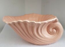 Vintage Mid Century Pink Peach Ceramic Shell Dish Bowl Glazed Retro Beach Decor  picture