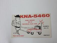 Vintage CB Radio QSL Postcard Card - KNA 5460 - Paso Robles, CA - Frank Bernard picture