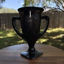 Vintage L.E. Smith Black Amethyst Glass Trophy Vase Art Deco 1930's Pre-Owned picture