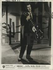 1957 Press Photo Actor Slim Whitman & guitar in scene from 