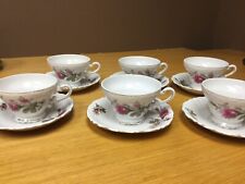 Vtg. Rose Tea Cup & Saucers (6 Sets) Japan M (Noritake) w/Crown Backstamp  picture