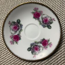 Vintage Yong Sheng Porcelain Co Saucer - Red, Pink & White Roses with Gold Band picture