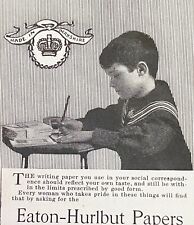 1903 EATON-HURLBUT PAPER CO Vtg Stationery Print Ad~Pittsfield,Mass. Boy Writing picture