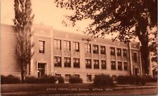 Attica Ohio OH Centralized High School Senaca County c1940s Sepia Photo Postcard picture