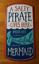SALTY PIRATE BEAUTIFUL MERMAID LIVE HERE Sign Tropical Tiki Bar Beach Home Decor picture