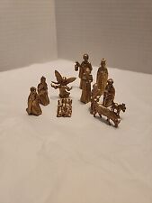 Vintage Germany Miniature Mini Golden Plastic Nativity 11 Pieces picture
