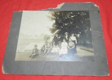 Vintage Cabinet card Photo of Family standing next to Cannon in a Park picture