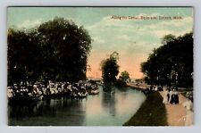 Detroit MI- Michigan, Along The Canal, Belle Isle, Antique, Vintage Postcard picture
