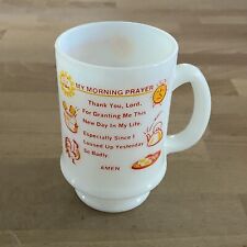 Vintage My Morning Prayer Milk Glass Pedestal Coffee Cup Mug picture