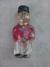 Antique BOTTLE Man in Tuxedo with Cane & Boater Hat Cologne Enameled Glass picture