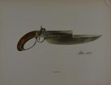 Antique Pistol Knife Gun Art Print Military History United States Printed 1955 picture