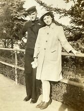 W5 Photograph Handsome Navy Sailor Man Uniform Cute Couple Beautiful Woman 1940s picture