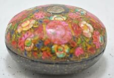 Antique Papier Mache Round Box Original Old Hand Crafted Fine Hand Painted picture