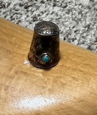 Antique Navajo Indian Sterling Silver & Turquoise Thimble Native American picture