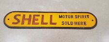 Antique Cast-Iron Motor Spirit Sold Here Sign 14” X 3” picture