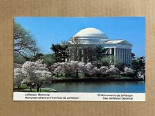 Postcard Washington DC Jefferson Memorial Cherry Blossoms Vintage PC picture
