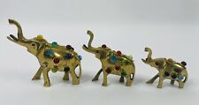 Set Of 3 Hand-made Vintage Brass Elephant Statues picture