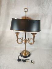 VTG French Horn Brass Bouillotte Metal Lamp *WORKS*  *PLEASE READ DESCRIPTION* picture