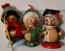 Vintage Lot of 3 Steinbach German Wooden Figures Christmas Ornaments 3.5”  picture