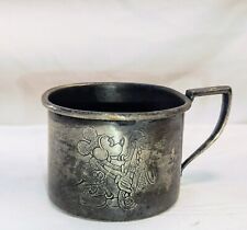 Mickey Mouse Silver Plate Baby Cup 1930s Forbes Silver Co Playing Saxophone picture