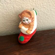 Vintage 1989 Hallmark Stocking Kitten Christmas Ornament picture