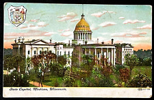 Madison Wisconsin 1908 Postmarked Linen Postcard State Capital Building picture