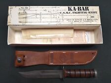 KA-BAR USA mod 1217 USMC MK2 Mark 2 fighting knife, leather sheath; w paper picture