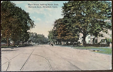 Postcard Stratford Connecticut Main Street Barnum Avenue Trolley Track Vintage picture