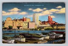 St Paul MN-Minnesota, Skyline of St Paul, Antique Vintage Souvenir Postcard picture