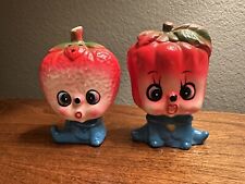 Vintage Anthromorphic Strawberry And Bell Pepper Salt And Pepper Shakers Japan picture