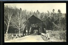 RPPc Covered Bridge Woodstock NH Pemigewasset River Old Real Photo New Hampshire picture