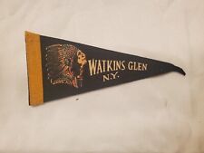 Vintage Felt Pennant Watkins Glen NY New York Indian Black 9'' picture