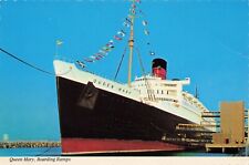 Postcard RMS Queen Mary Ship Boarding Ramps And Anchors Boat Cruise Flags picture