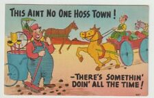 Unused Postcard Comic This aint no one Hoss Town Janitor cleaning up Horses  picture