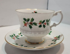 Vtg Royal Tara Irish Christmas Teacup And Saucer Made in Ireland Holly Berries picture