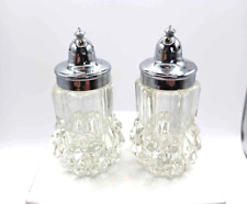 Vintage Crystal Diamond Point Salt & Pepper Shakers ~ Indiana Glass picture