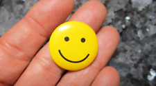 Vintage 1960 Button Pinback Happy Face Yellow Smiley Face Pins picture