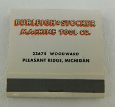 Burleigh Stocker Machine Tool MI Front Strike Full Unstruck Vintage Matchbook Ad picture