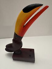 Toucan Wood Bird Handcrafted Painted Beaded Movement Eyes Pencil Letter Holder picture