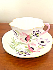 rare Shelley Dainty Anemone PATTERN Tea Cup & Saucer Plate w/PINK & PURPLE#14006 picture