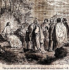 Jesus Disciples Preach Gospel 1841 Victorian Woodcut Religious Antique Art DWZ3A picture