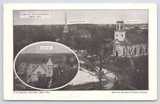 B&W Scenery~Some Churches~Omro Wisconsin~Baptist~Presbyterian & Methodist~Vtg PC picture