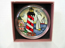 New Joan Baker Summer Shores Paperweight / Coaster Lighthouse Sailboats  picture