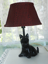 VINTAGE METAL SCOTTIE DOG LAMP ACCENT NIGHTLIGHT RED / BLACK SHADE picture